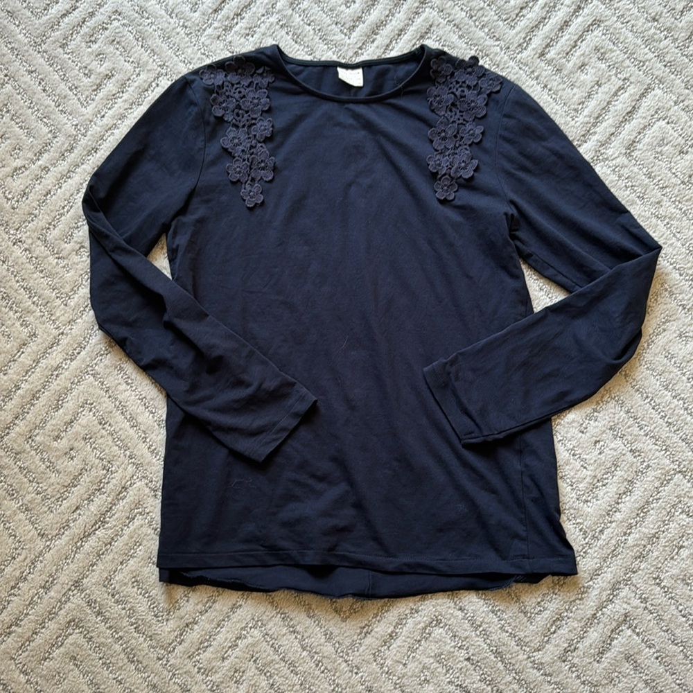ZARA Girls Long Sleeve embroidered black Blouse Girls Size 11/12